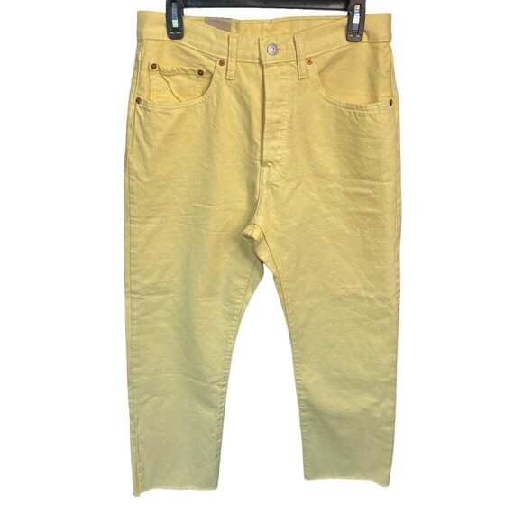 New Levis 501 Original Cropped 100% Cotton Jeans Yellow Button Fly 30 - Picture 1 of 5